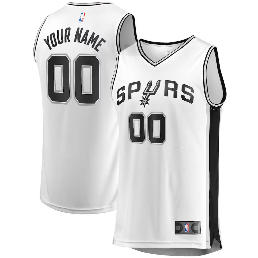 Men San Antonio Spurs Fanatics Branded White Fast Break Custom Replica NBA Jersey